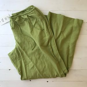 H&M Linen Blend Pants (Size L) NWT (sold out) Chartreuse Green / Drawstring